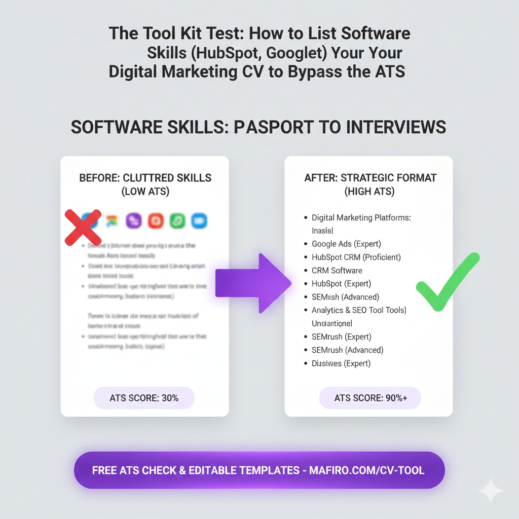 How to add software tools on your digital marketing CV to pass the ATS