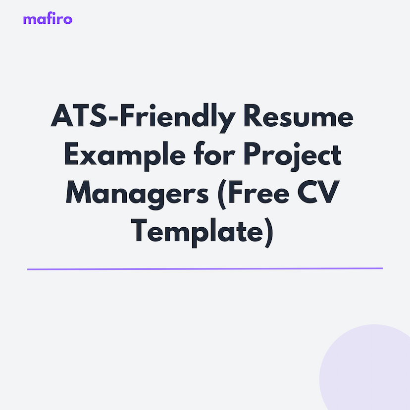 ATS-Friendly Resume Example for Project Managers (Free CV Template)